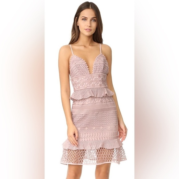 SAYLOR Dresses & Skirts - Saylor Drew Crochet Lace Dress in Blush Size Small